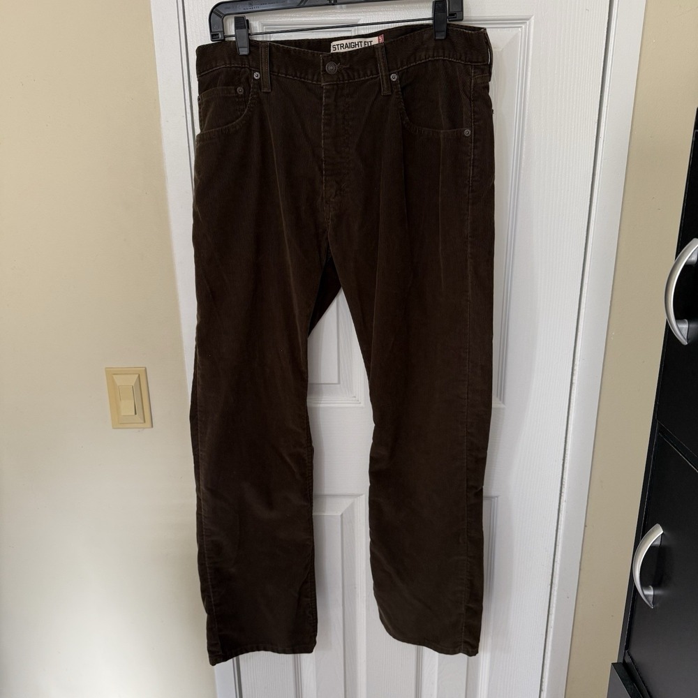 Levis 505 Regular Pants Mens 34x30 Brown Corduroy Stretch Straight Leg Casual